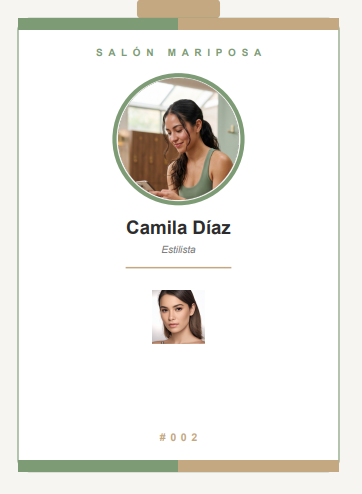 Gafete profesional con foto y nombre