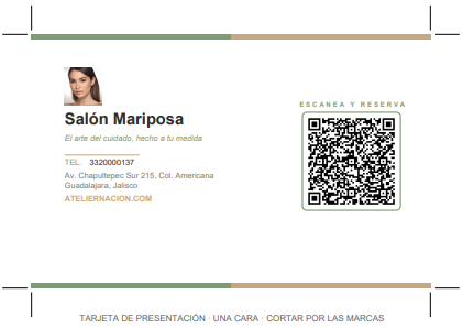 Tarjeta de presentación una cara